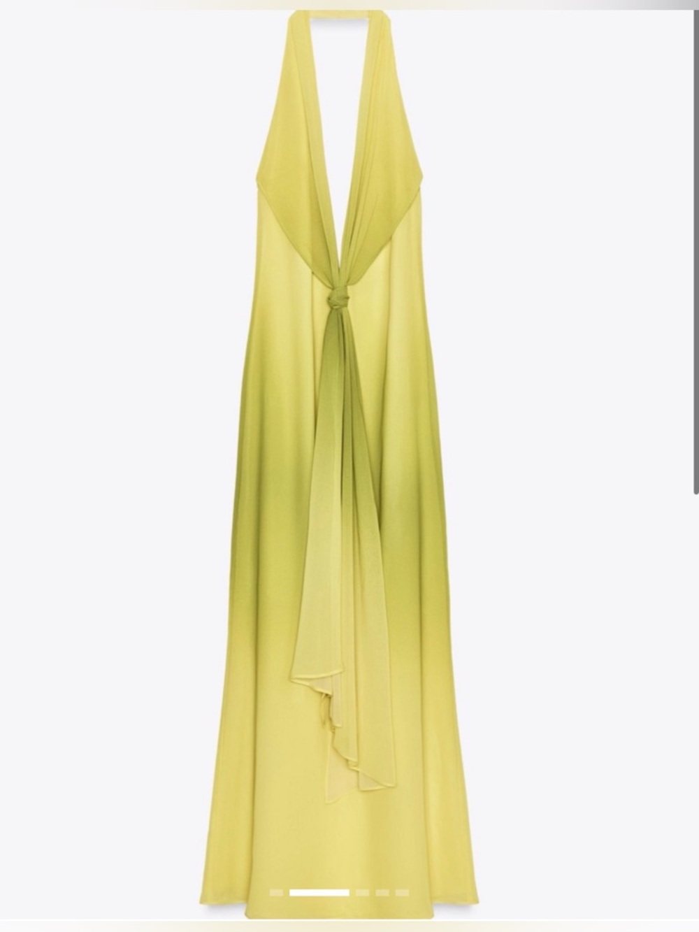 Zara Yellow-Green Gradient Halter Maxi Dress